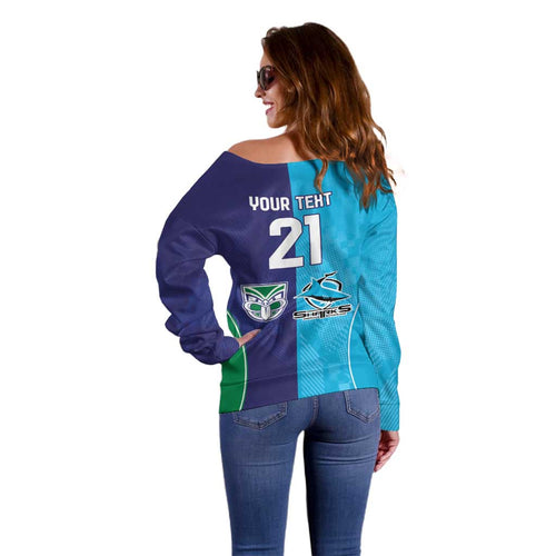 Custom Warriors-Shark Off Shoulder Sweater Together Sporty Style