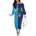 Custom Warriors-Shark Off The Shoulder Long Sleeve Dress Together Sporty Style