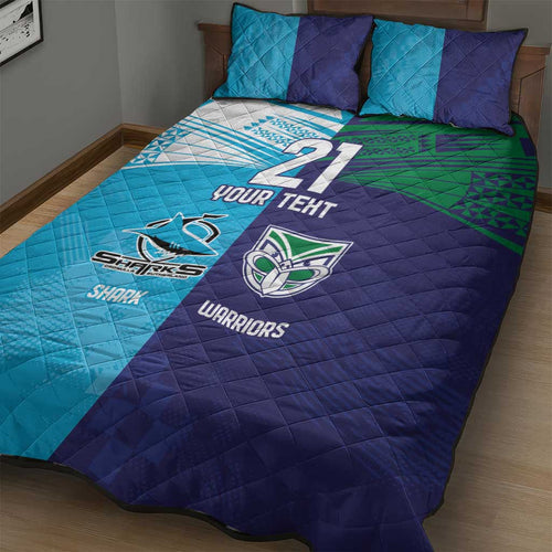 Custom Warriors-Shark Quilt Bed Set Together Sporty Style