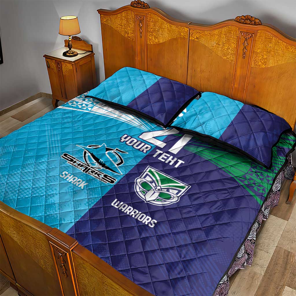 Custom Warriors-Shark Quilt Bed Set Together Sporty Style