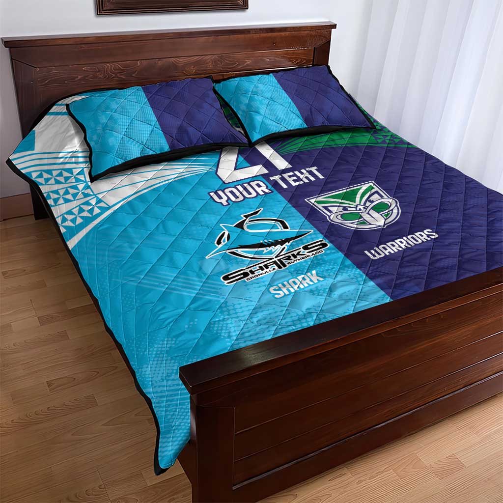 Custom Warriors-Shark Quilt Bed Set Together Sporty Style