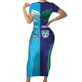 Custom Warriors-Shark Short Sleeve Bodycon Dress Together Sporty Style