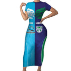 Custom Warriors-Shark Short Sleeve Bodycon Dress Together Sporty Style