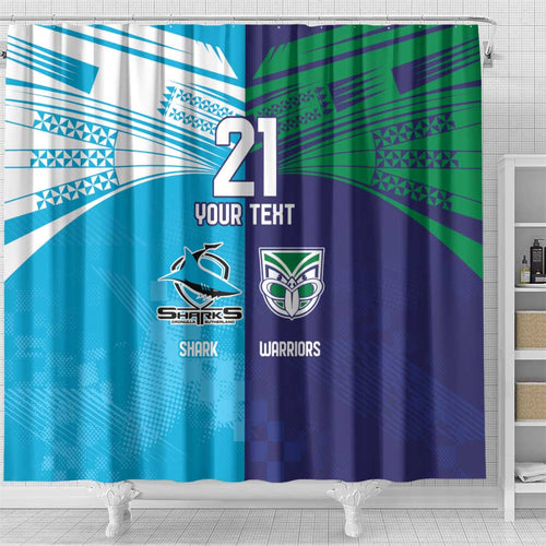 Custom Warriors-Shark Shower Curtain Together Sporty Style
