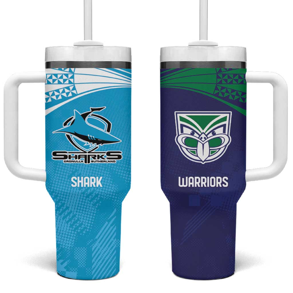 Custom Warriors-Shark Tumbler With Handle Together Sporty Style