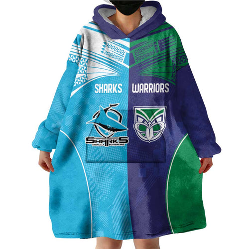 Custom Warriors-Shark Wearable Blanket Hoodie Together Sporty Style
