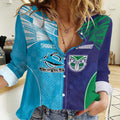 Custom Warriors-Shark Women Casual Shirt Together Sporty Style