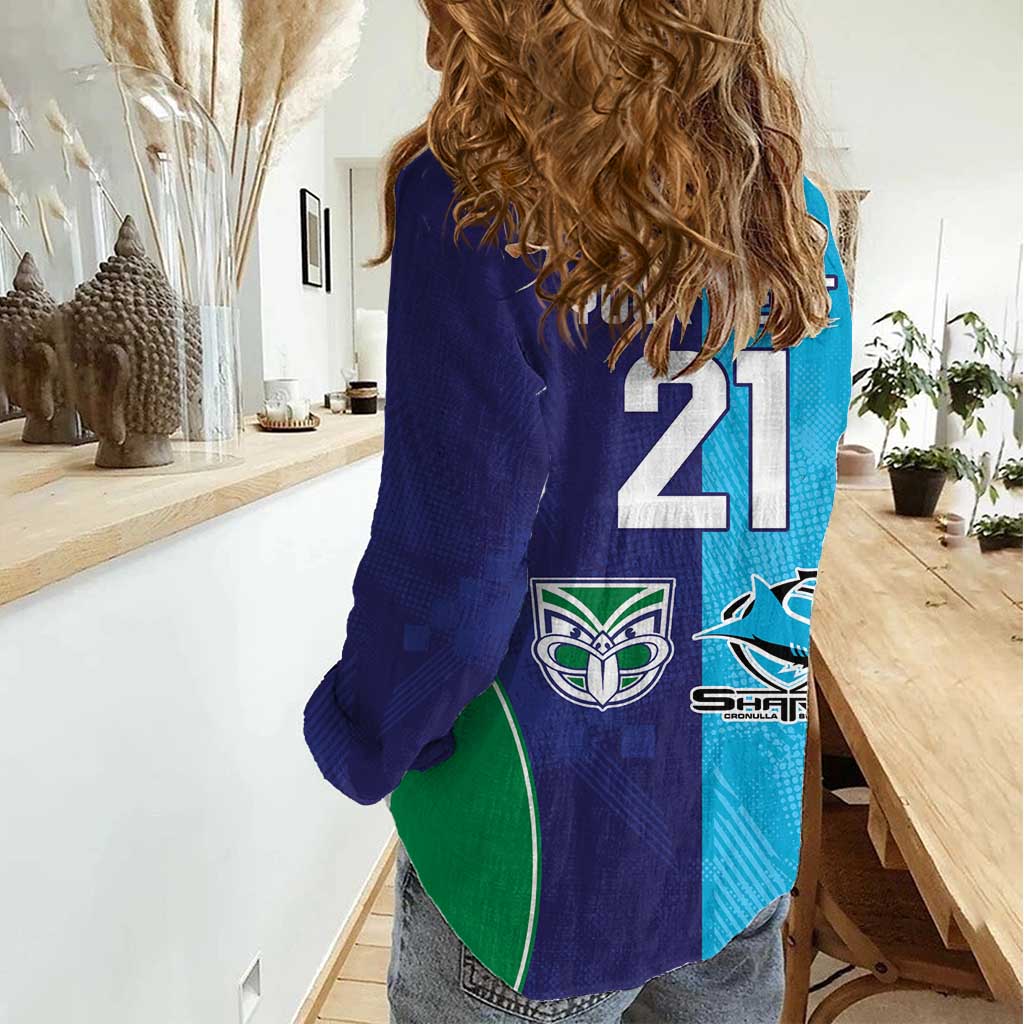 Custom Warriors-Shark Women Casual Shirt Together Sporty Style