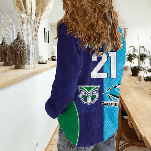 Custom Warriors-Shark Women Casual Shirt Together Sporty Style