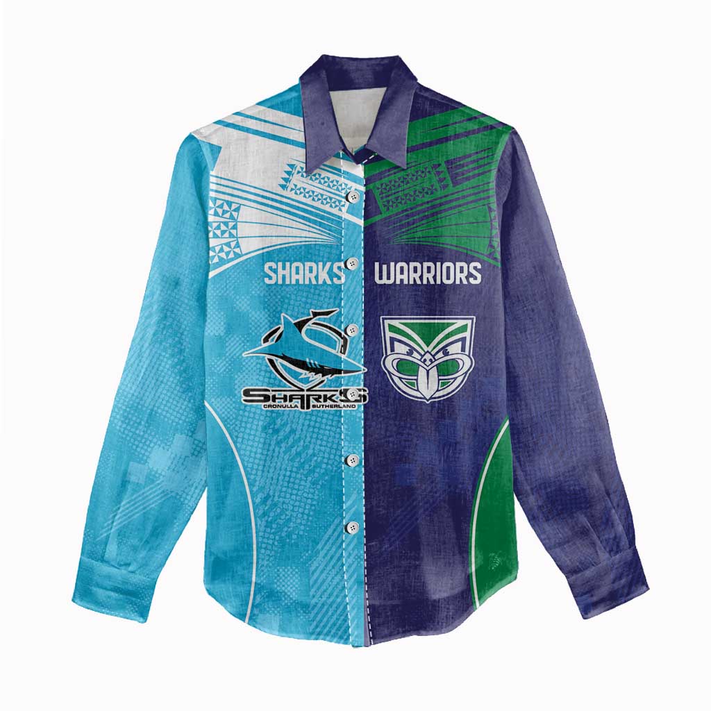Custom Warriors-Shark Women Casual Shirt Together Sporty Style