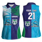Custom Warriors-Shark Women Sleeveless Polo Shirt Together Sporty Style
