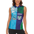 Custom Warriors-Shark Women Sleeveless Polo Shirt Together Sporty Style