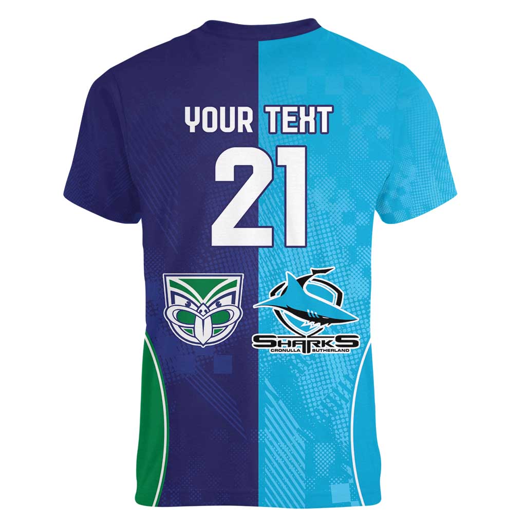 Custom Warriors-Shark Women V-Neck T-Shirt Together Sporty Style