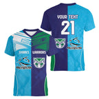 Custom Warriors-Shark Women V-Neck T-Shirt Together Sporty Style