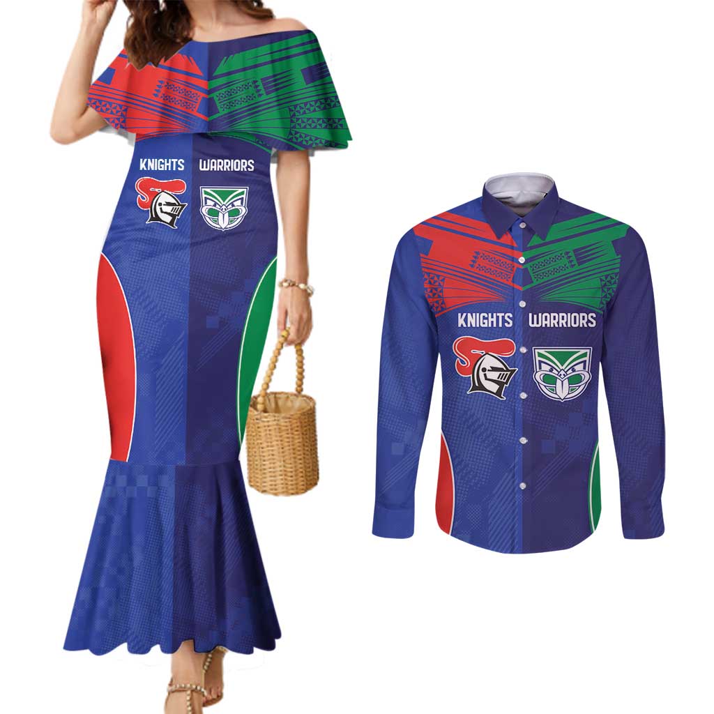 Custom Warriors-Knights Couples Matching Mermaid Dress and Long Sleeve Button Shirt Together Sporty Style