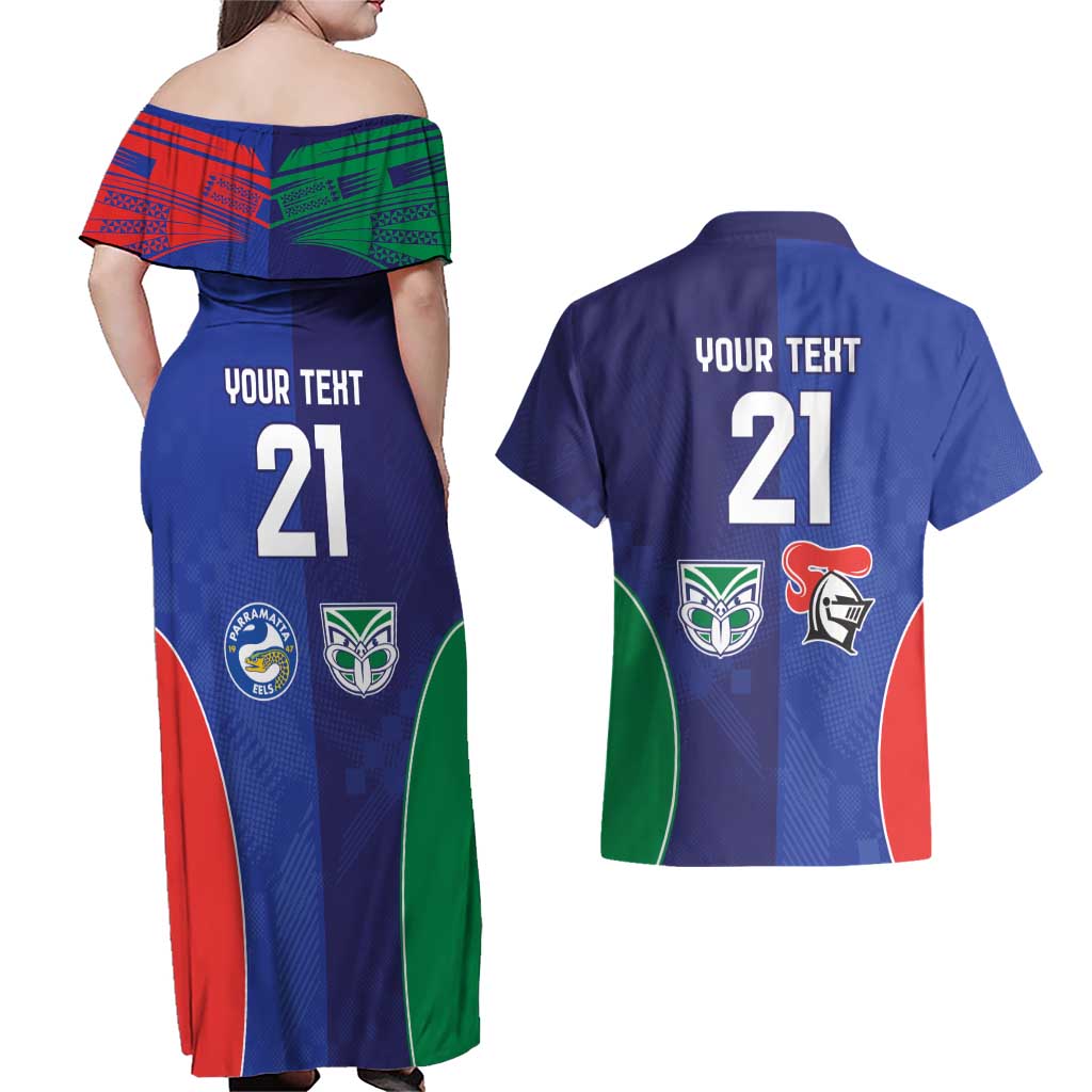 Custom Warriors-Knights Couples Matching Off Shoulder Maxi Dress and Hawaiian Shirt Together Sporty Style