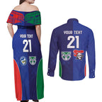 Custom Warriors-Knights Couples Matching Off Shoulder Maxi Dress and Long Sleeve Button Shirt Together Sporty Style
