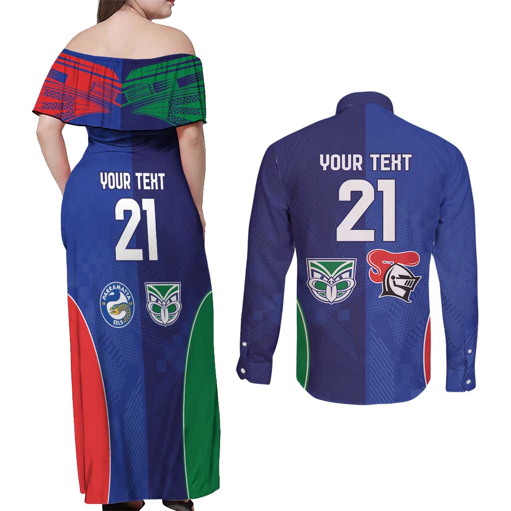 Custom Warriors-Knights Couples Matching Off Shoulder Maxi Dress and Long Sleeve Button Shirt Together Sporty Style