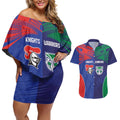 Custom Warriors-Knights Couples Matching Off Shoulder Short Dress and Hawaiian Shirt Together Sporty Style