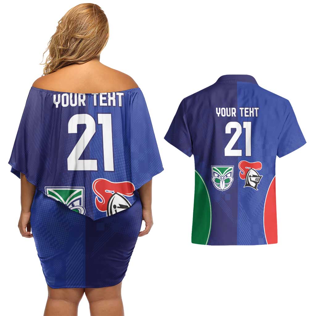 Custom Warriors-Knights Couples Matching Off Shoulder Short Dress and Hawaiian Shirt Together Sporty Style