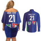 Custom Warriors-Knights Couples Matching Off Shoulder Short Dress and Long Sleeve Button Shirt Together Sporty Style