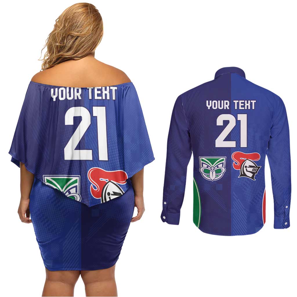 Custom Warriors-Knights Couples Matching Off Shoulder Short Dress and Long Sleeve Button Shirt Together Sporty Style