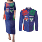 Custom Warriors-Knights Couples Matching Puletasi and Long Sleeve Button Shirt Together Sporty Style