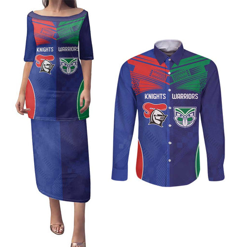 Custom Warriors-Knights Couples Matching Puletasi and Long Sleeve Button Shirt Together Sporty Style