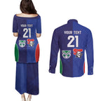 Custom Warriors-Knights Couples Matching Puletasi and Long Sleeve Button Shirt Together Sporty Style