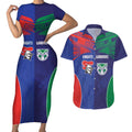 Custom Warriors-Knights Couples Matching Short Sleeve Bodycon Dress and Hawaiian Shirt Together Sporty Style