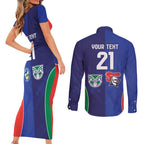 Custom Warriors-Knights Couples Matching Short Sleeve Bodycon Dress and Long Sleeve Button Shirt Together Sporty Style