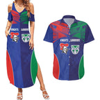 Custom Warriors-Knights Couples Matching Summer Maxi Dress and Hawaiian Shirt Together Sporty Style