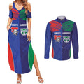 Custom Warriors-Knights Couples Matching Summer Maxi Dress and Long Sleeve Button Shirt Together Sporty Style