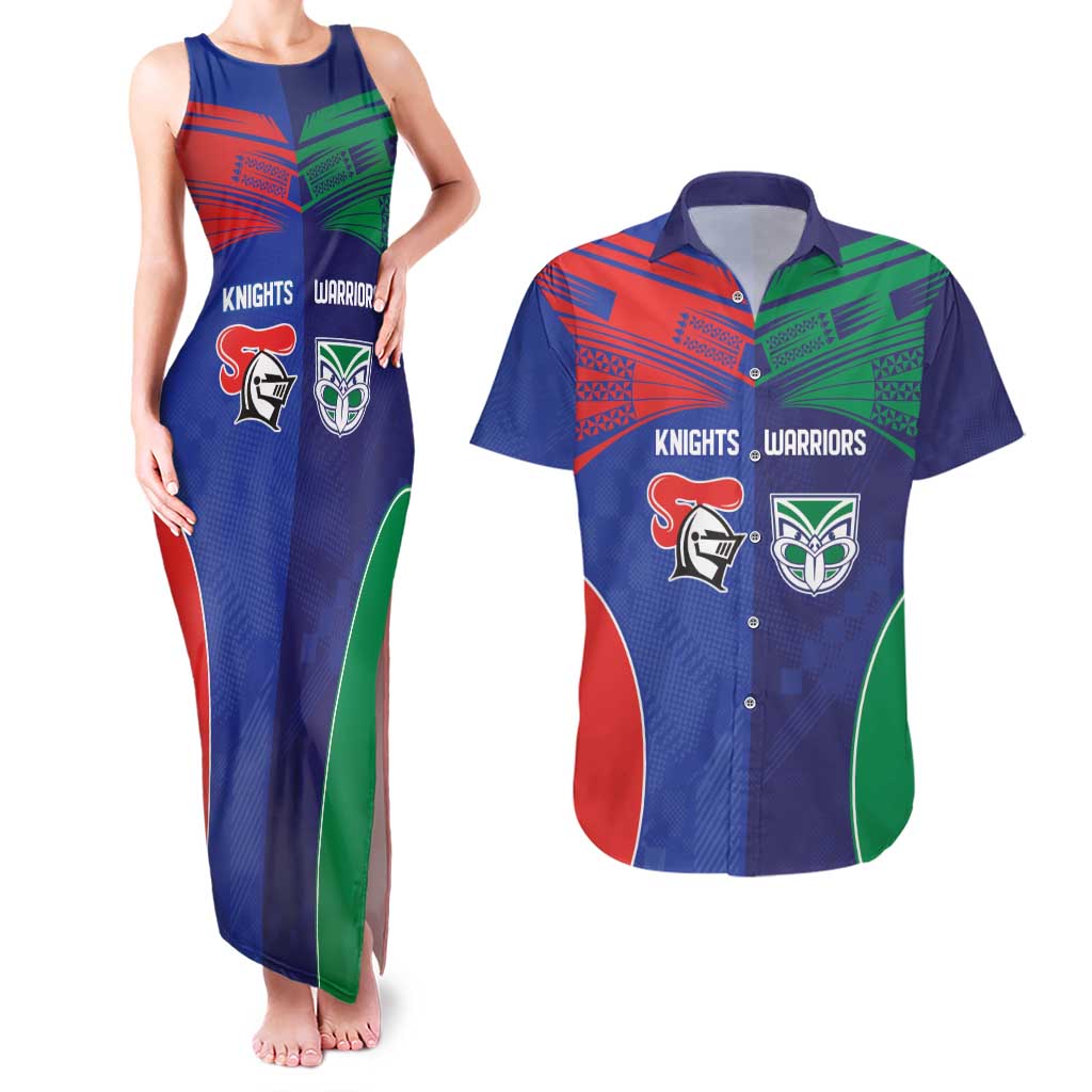 Custom Warriors-Knights Couples Matching Tank Maxi Dress and Hawaiian Shirt Together Sporty Style