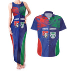 Custom Warriors-Knights Couples Matching Tank Maxi Dress and Hawaiian Shirt Together Sporty Style