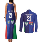 Custom Warriors-Knights Couples Matching Tank Maxi Dress and Long Sleeve Button Shirt Together Sporty Style