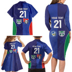 Custom Warriors-Knights Family Matching Long Sleeve Bodycon Dress and Hawaiian Shirt Together Sporty Style