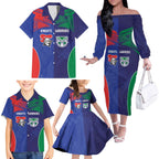 Custom Warriors-Knights Family Matching Off The Shoulder Long Sleeve Dress and Hawaiian Shirt Together Sporty Style