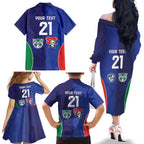 Custom Warriors-Knights Family Matching Off The Shoulder Long Sleeve Dress and Hawaiian Shirt Together Sporty Style