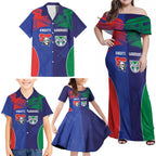 Custom Warriors-Knights Family Matching Off Shoulder Maxi Dress and Hawaiian Shirt Together Sporty Style