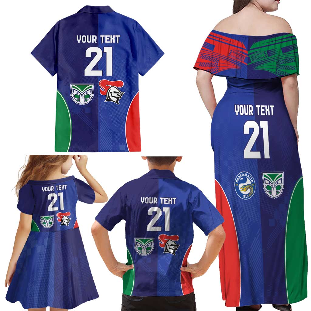 Custom Warriors-Knights Family Matching Off Shoulder Maxi Dress and Hawaiian Shirt Together Sporty Style