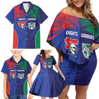 Custom Warriors-Knights Family Matching Off Shoulder Short Dress and Hawaiian Shirt Together Sporty Style