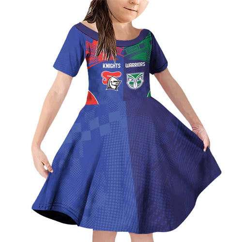 Custom Warriors-Knights Family Matching Off Shoulder Short Dress and Hawaiian Shirt Together Sporty Style