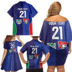 Custom Warriors-Knights Family Matching Off Shoulder Short Dress and Hawaiian Shirt Together Sporty Style