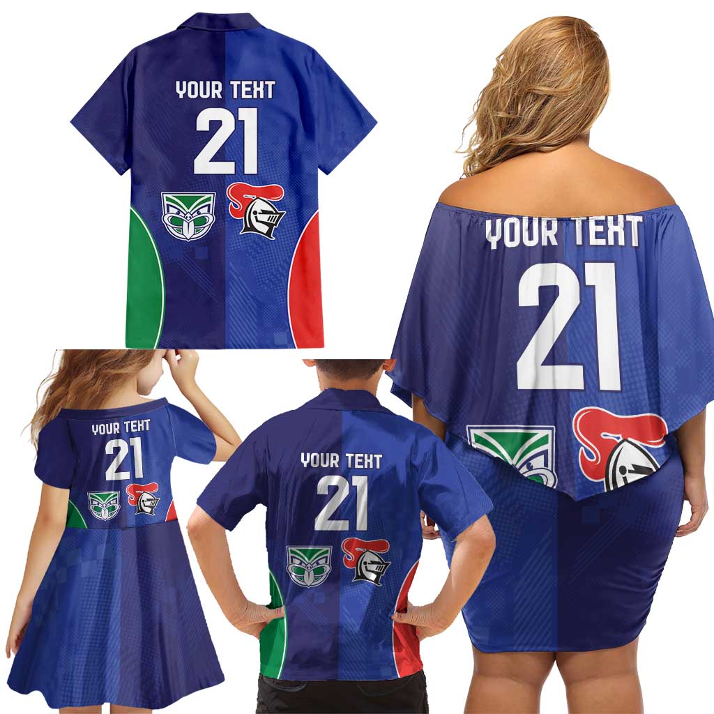 Custom Warriors-Knights Family Matching Off Shoulder Short Dress and Hawaiian Shirt Together Sporty Style