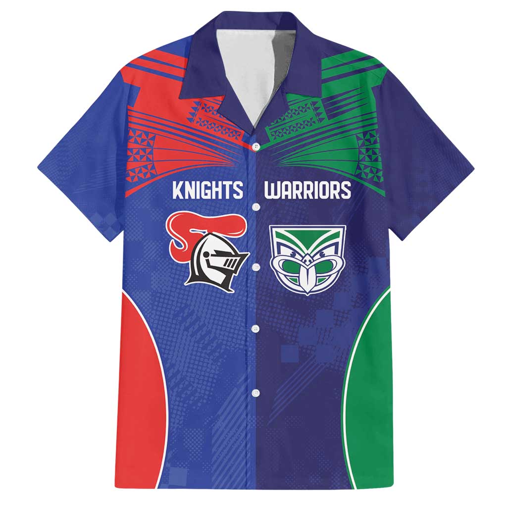Custom Warriors-Knights Family Matching Off Shoulder Short Dress and Hawaiian Shirt Together Sporty Style
