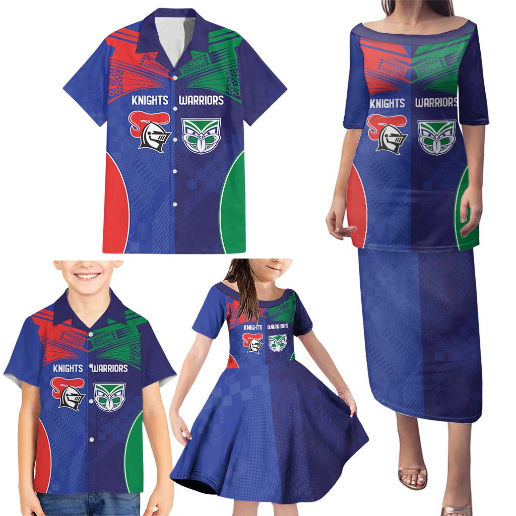 Custom Warriors-Knights Family Matching Puletasi and Hawaiian Shirt Together Sporty Style