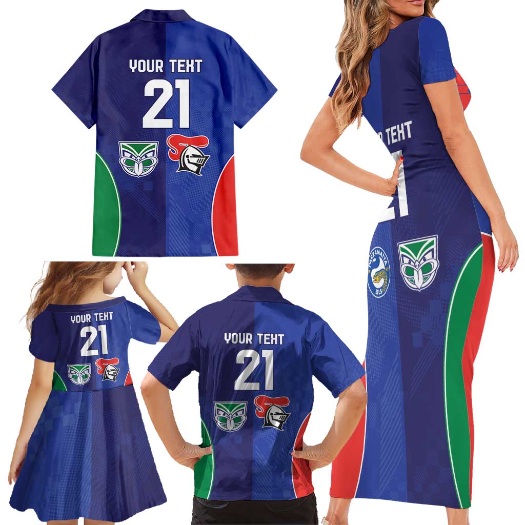 Custom Warriors-Knights Family Matching Short Sleeve Bodycon Dress and Hawaiian Shirt Together Sporty Style