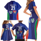 Custom Warriors-Knights Family Matching Short Sleeve Bodycon Dress and Hawaiian Shirt Together Sporty Style