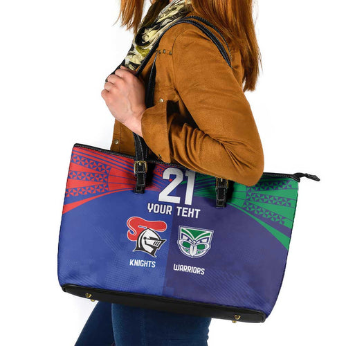 Custom Warriors-Knights Leather Tote Bag Together Sporty Style
